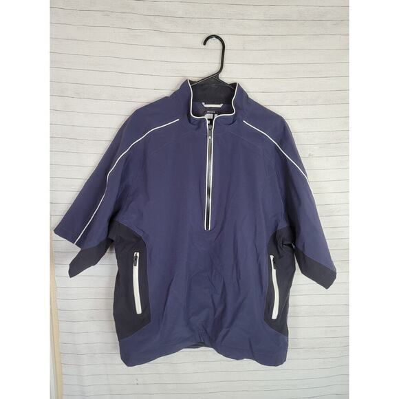 Footjoy Dryjoy Tour Collection Half Zip Golf Jacket Pullover in Navy, sz Large - Picture 1 of 12